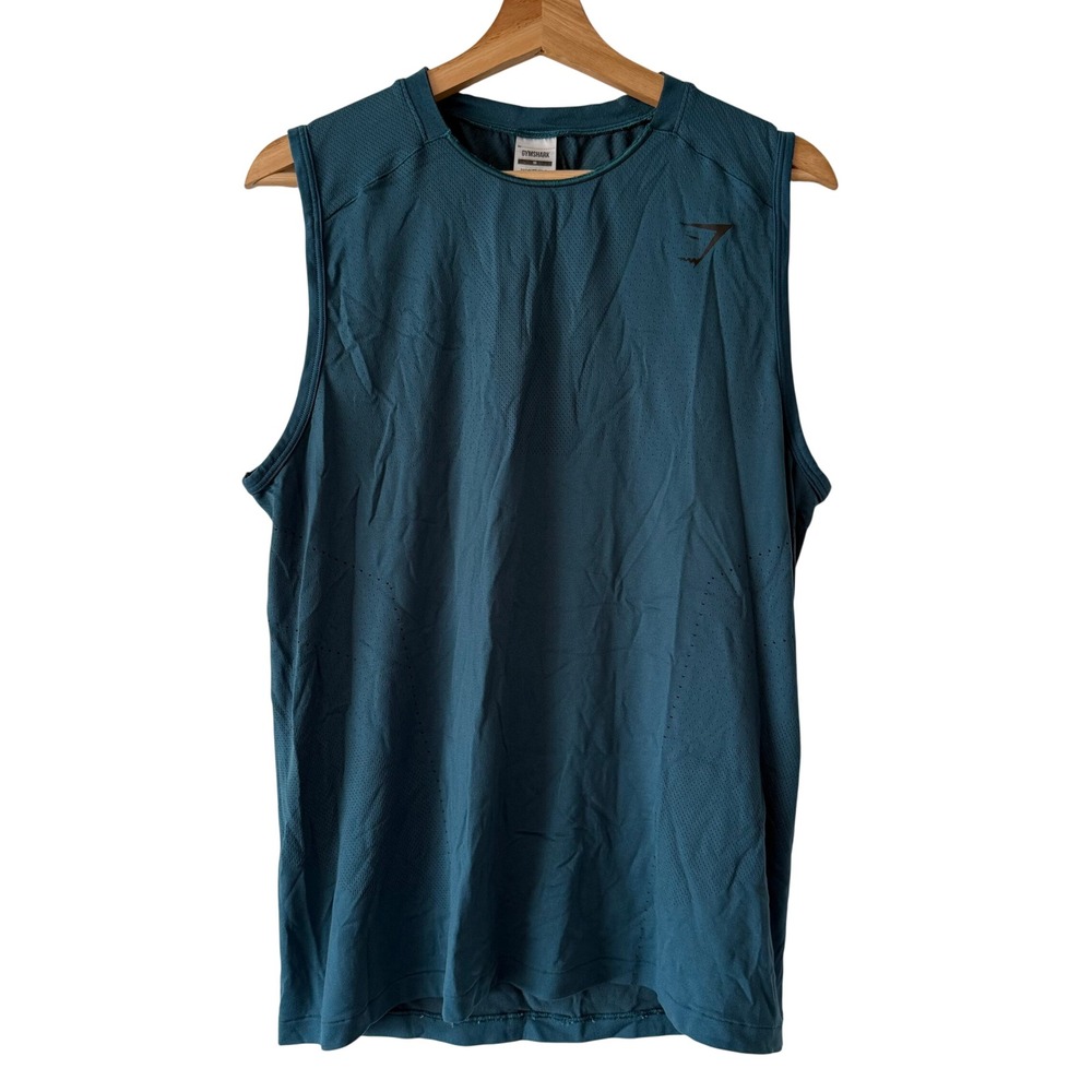 Gymshark Apex Seamless Tank Mens Medium Teal Blue Muscle Gym Run Training  A1A4S